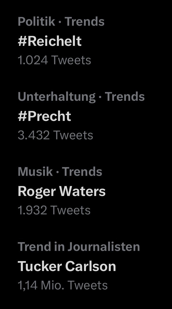 Kein Hate gegen weiße Männer. Aber so sieht der aktuelle Twitter-Trend aus.

- Einer ließ den Chatverlauf eines Kindes abdrucken, dessen Geschwister ermordet wurden
- Einer ist Antisemit
- Mehrere sind offen rassistisch
- Mehrere sind offen frauenverachtend