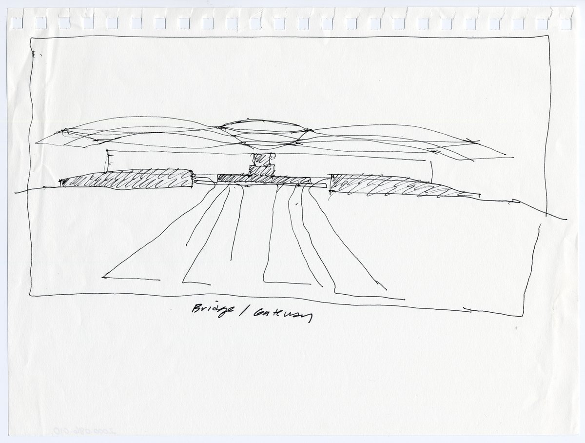 SFOMuseum's tweet photo. Do you recognize this building? This design drawing of one of SFO’s most recognizable buildings, was sketched by architect Craig Hartman of Skidmore, Owings & Merrill (SOM) in 1995 (big hint!).
#52Objects #SFOHistory https://t.co/sKl3qWYBtZ