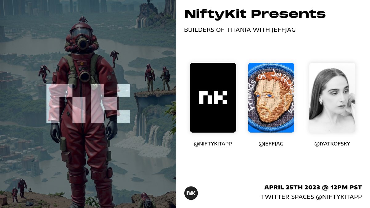 jyatrofsky's tweet photo. TOMORROW it's all about the #BuildersofTitania w/ @jeffjag & @NiftyKitApp at 12pm PST / 3pm EST π¨
π Set a reminder π
https://t.co/L4H6NGVu5j https://t.co/wXrcijeyje