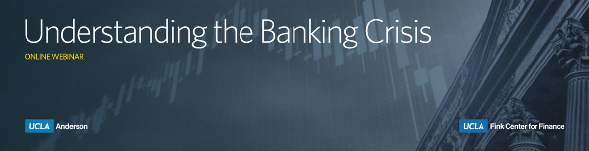 UCLAZimanInst's tweet photo. REGISTER NOW for (5/2/23) @UCLAFinkCenter "UNDERSTANDING THE BANKING CRISIS" webinar w/ @UCLAForecast &amp; #UCLAZimanCenter to discuss contributing factors to recent banking crisis, market responses &amp; impact on lending, #realestate, regulation, &amp; the economy. https://t.co/nlCj7T33jj https://t.co/Idi3S41jKT