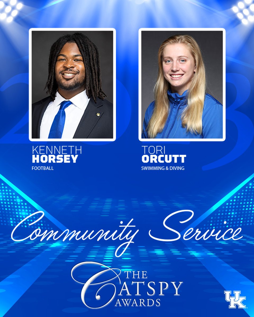 Let's get this party started!  Our first award is the Community Service award and our winners are Kenneth Horsey (<a href="/UKFootball/">Kentucky Football</a>) and Tori Orcutt (<a href="/UKSwimDive/">Kentucky Swim & Dive</a>)!