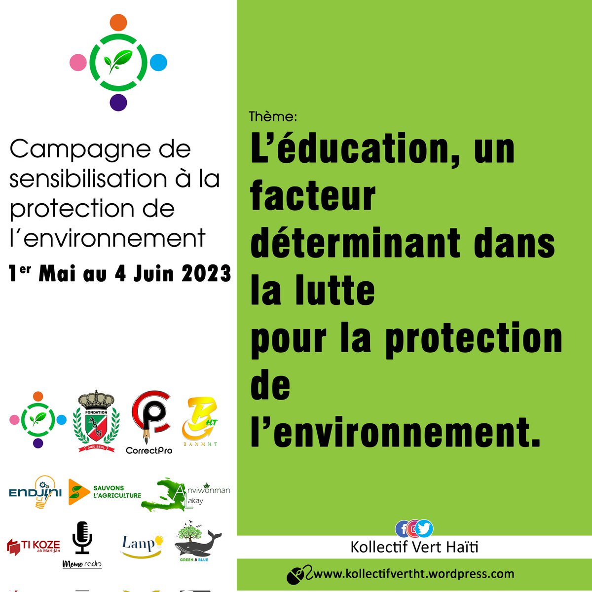 KollectifV's tweet photo. Le Kollectif Vert est fier d'annoncer la tenue d'une Campagne de sensibilisation du 1e Mai au 24 Juin 2023. 
Suivez-nous partout pour ne rien rater et restez branchés !

🍃🍃🍃🍃🍃🍃🍃🍃 https://t.co/YQEihEPeFc