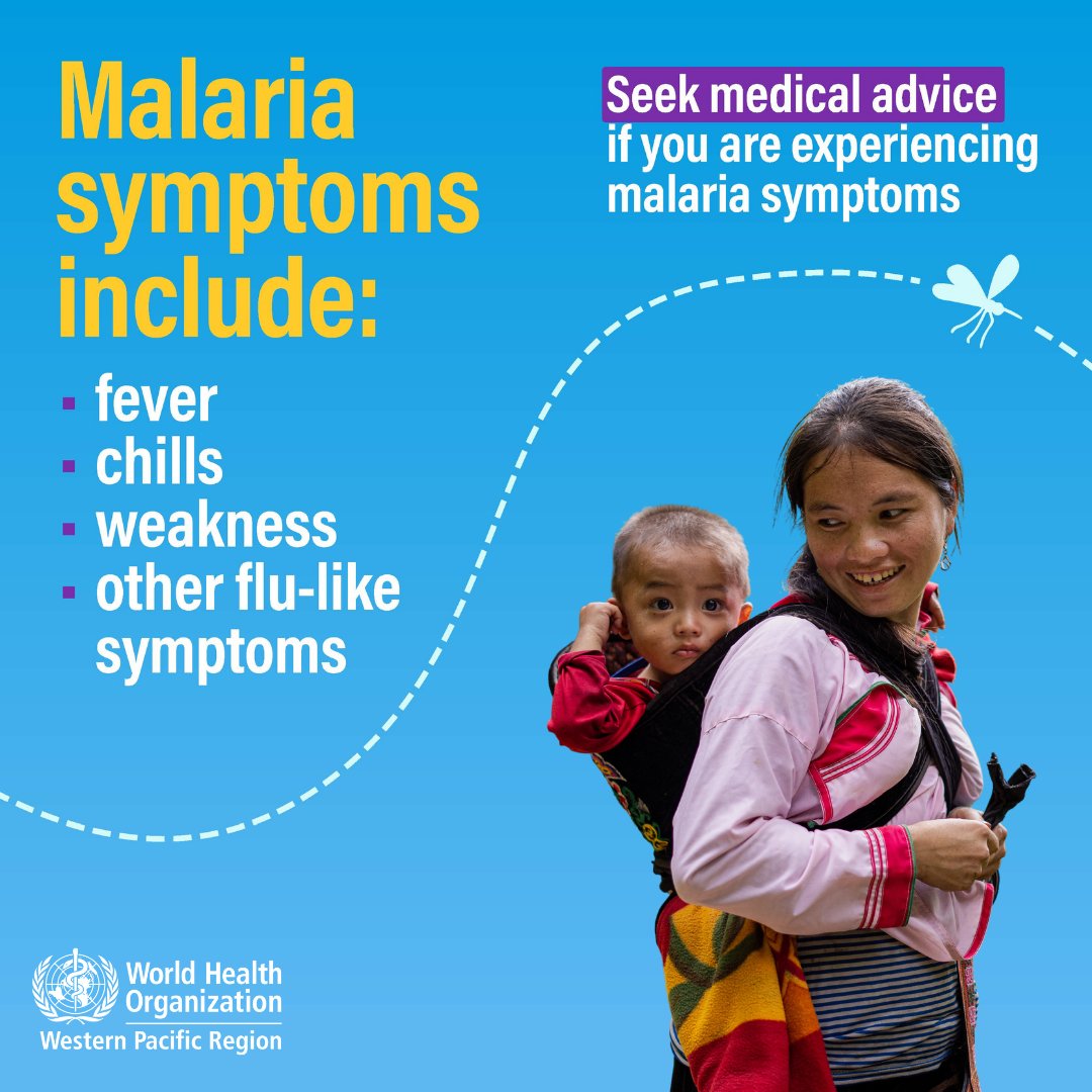 It's #WorldMalariaDay. Do you know the signs and symptoms of malaria? 🌡High fever 🥶Chills 💢Headache 🤧Flu-like symptoms Prompt treatment of mild malaria can prevent severe disease, complications and death from the disease. #EndMalaria