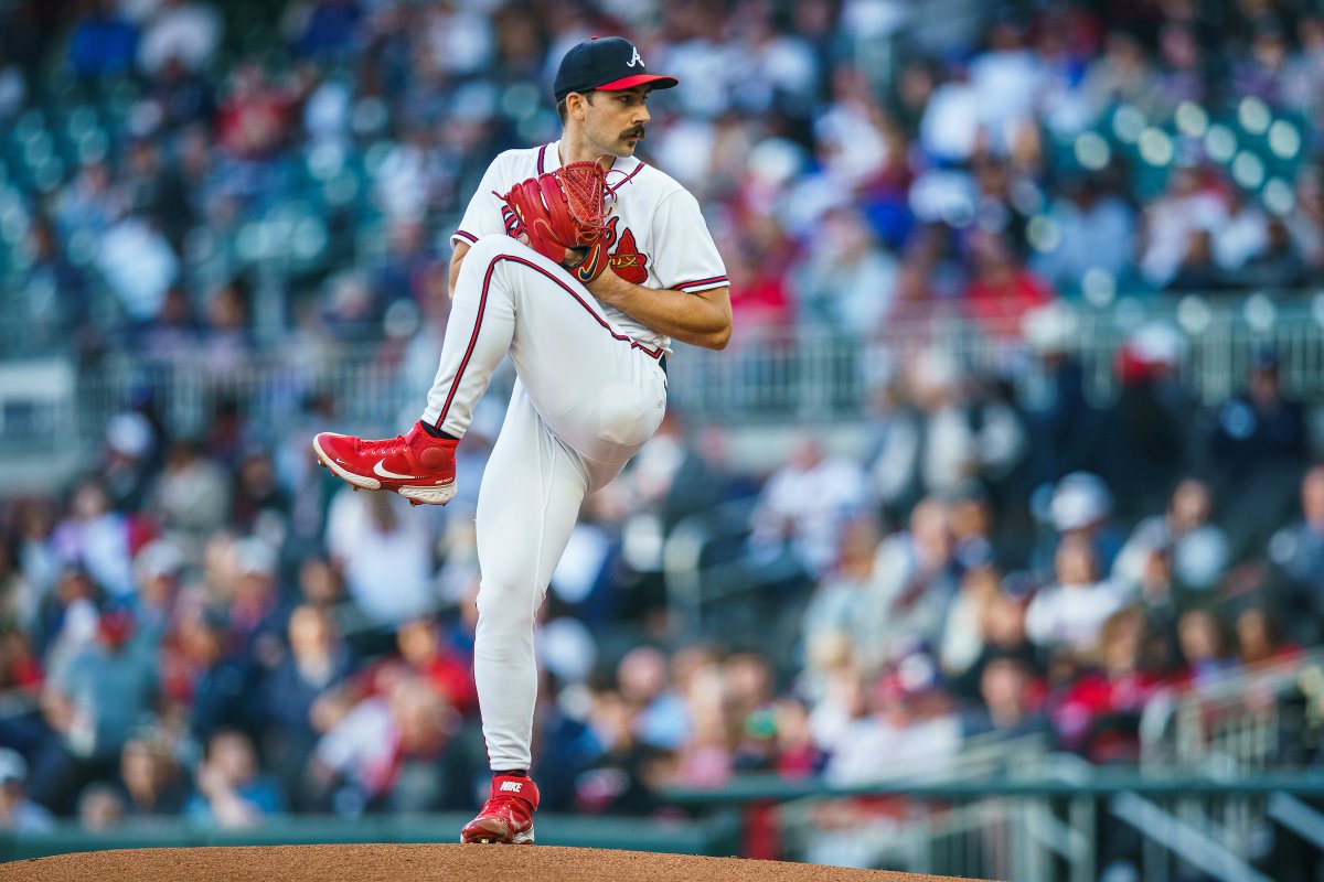 Braves's tweet photo. .@SpencerSTRIDer has fanned at least nine batters in each of his last nine starts, dating to last season. The run is the longest active streak in baseball of at least nine strikeouts, and surpasses John Smoltz's franchise-record run of such starts set in 1997.

#ForTheA https://t.co/RnzcS4Vu96