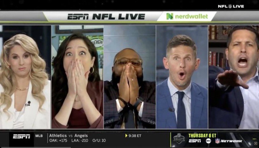 RT @doulbedoink: The cast of ESPN NFL LIVE is horrified by Adam Schefter's sudden turn to neo-nazism https://t.co/32BmhwhJnw