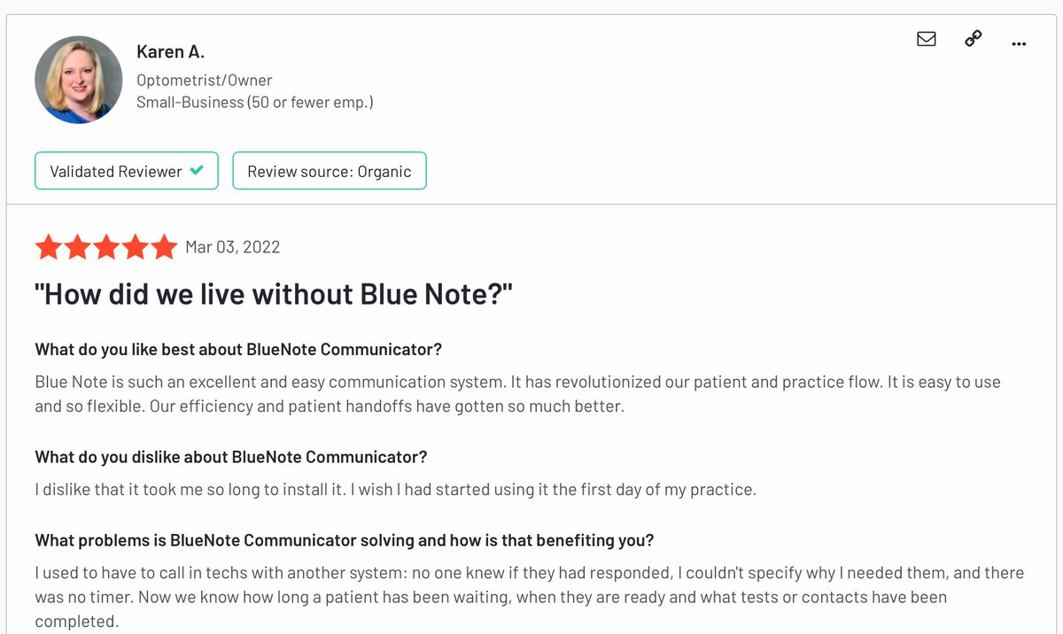 One of our favorite third party reviews. "How did we live without BlueNote?" "I wish I had started using it the first day of my practice." #Optometrists #Dentists #Veterinarians enjoy how it is a one-time fee with a free 30 day trial. bluenotesoftware.com