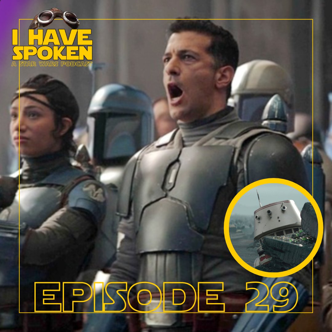IHaveSpokenPod's tweet photo. Episode 29 of #IHaveSpokenPod is live! This week @CrohnAndOates &amp; Obi are talking the @themandalorian S3 finale, The Return! But the return of what? Thrawn? Blue milkshakes? Hint: tastes like Mandalorian. Everywhere you pod! #StarWars #Mandalorian #grogu 
https://t.co/m35XoKQvAa https://t.co/5eWGOmFcgn