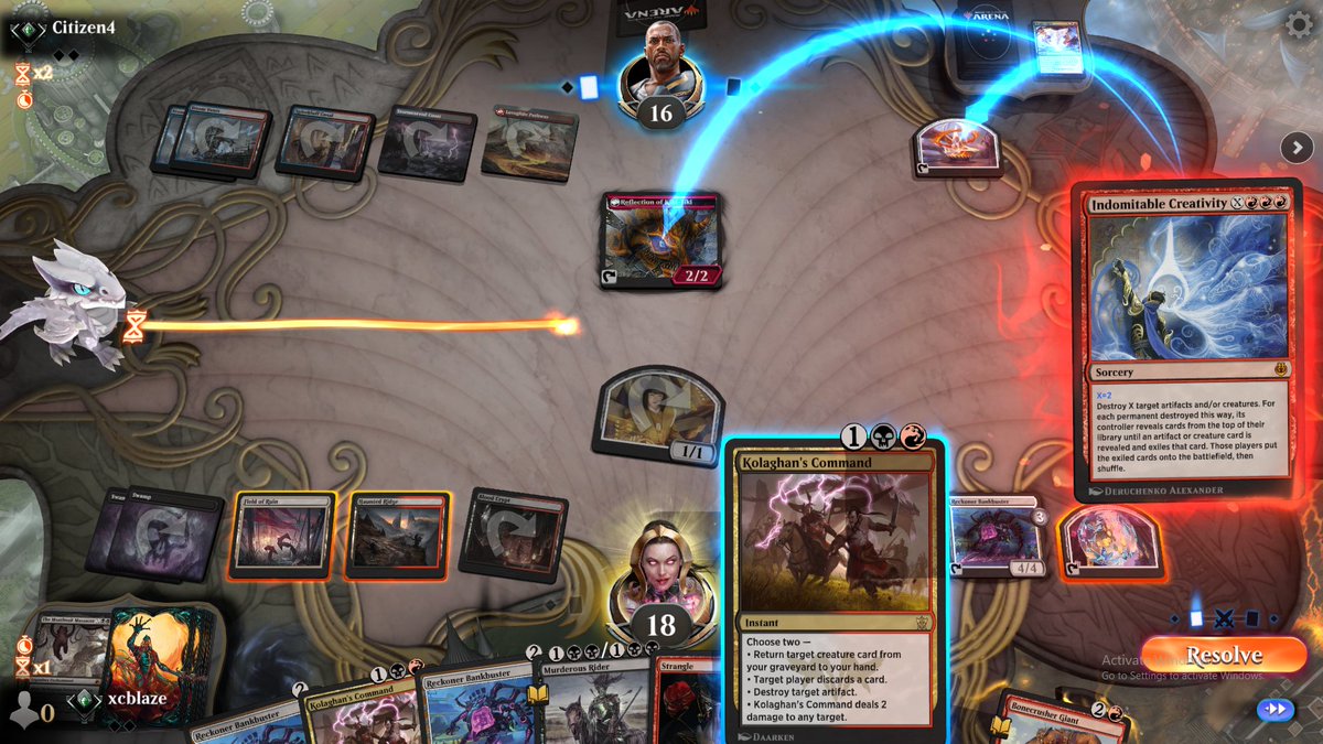 xcblazeMtG's tweet image. A tragic story in two photos, made slightly better by the fact that the postboard game was also not particularly close.

#Rakdos #Explorer #IndomitableCreativity #TorrentialGearhulk #MtGA