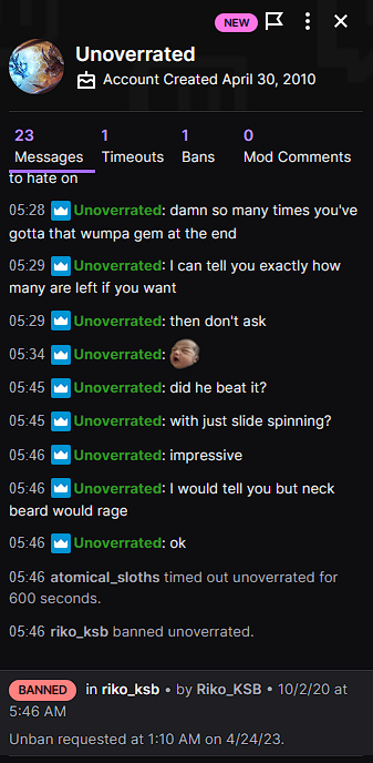 KylieKyubi's tweet photo. Hey @ToysForBob @Gojira84, this guy works for you correct?

I banned him from my chat years ago when Crash 4 released for backseating and being rude, and it seems he tried to come back for my Rumble streams and just doubled down.

Incredibly unprofessional imo https://t.co/lHJgjX9VVL