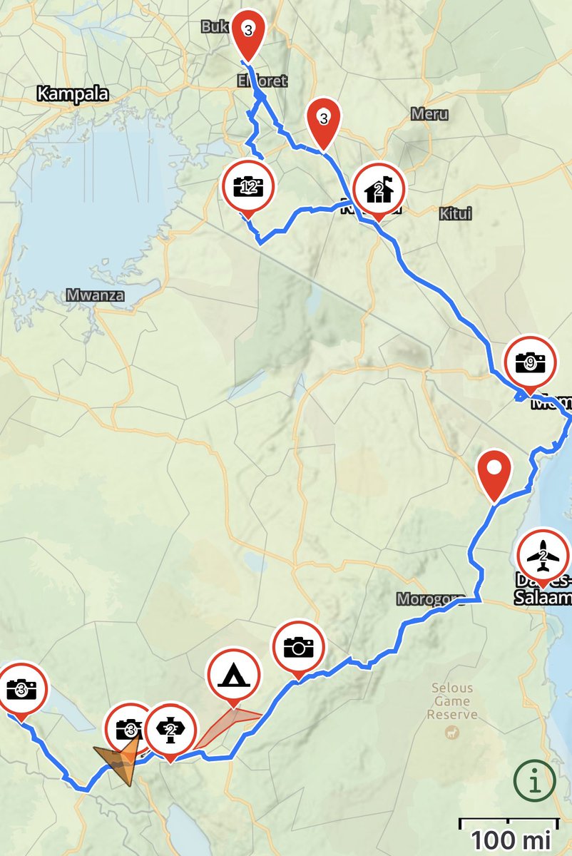 My route so far in Kenya &amp; Tanzania. leightonoconnor.blogspot.com/2023/04/my-rou…