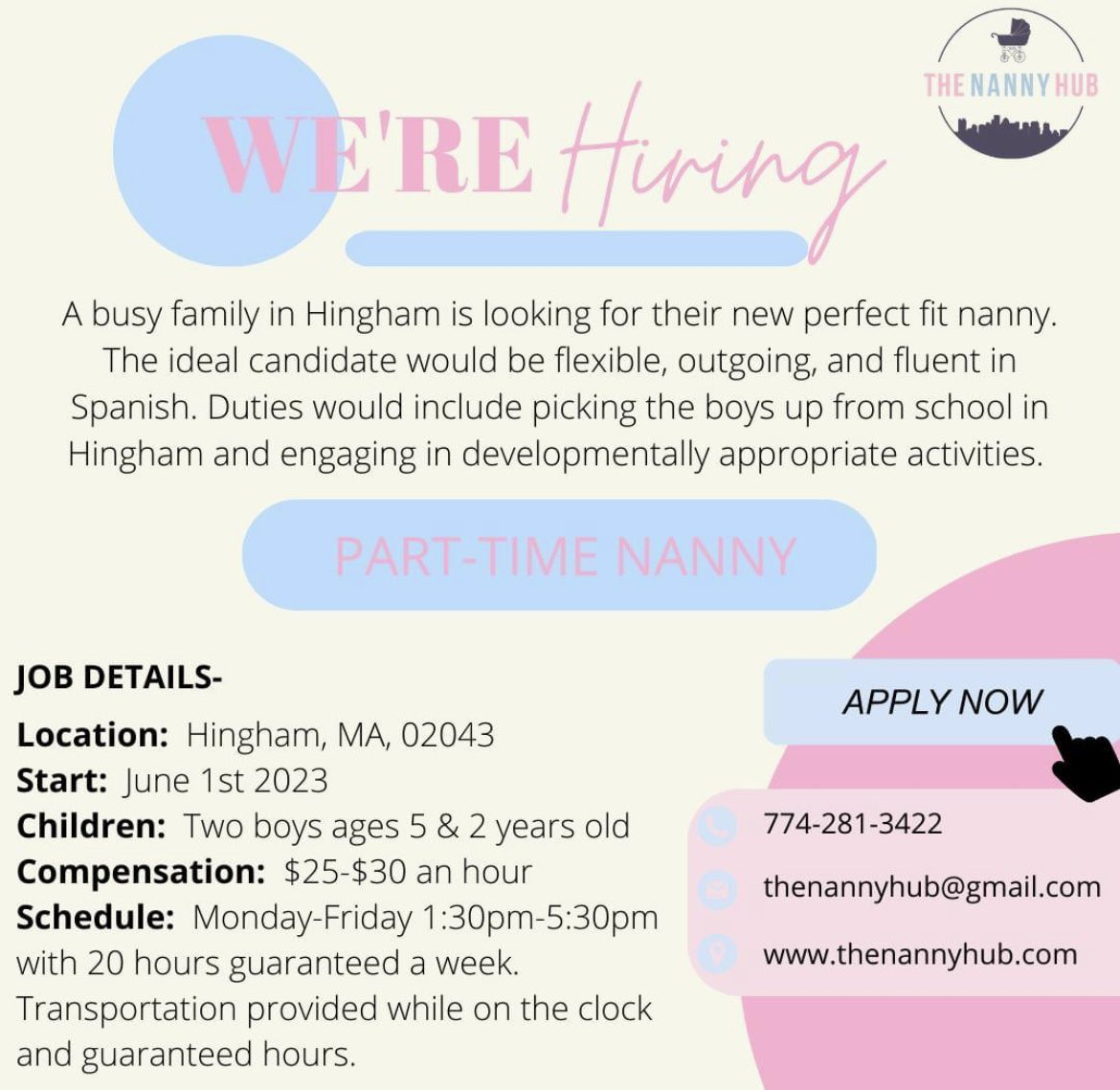 hub_nanny's tweet photo. Now recruting for part-time nannies, full-time nannies, and a private chef. 

Email us at thenannyhub@gmail.com https://t.co/9keuZfMvYM