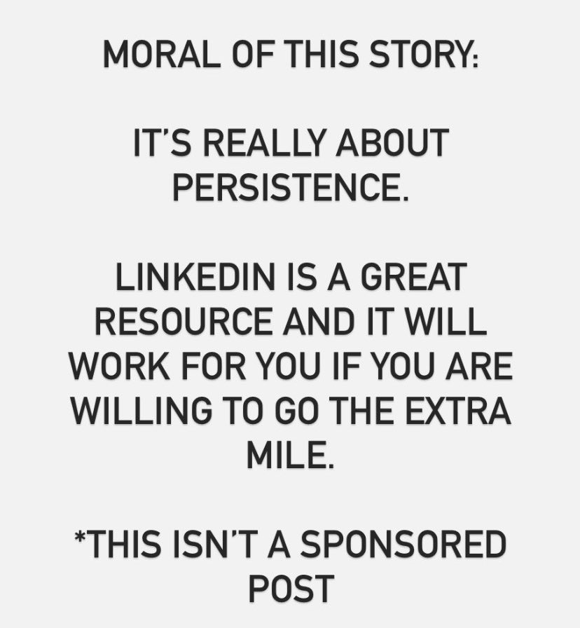 I posted this on IG about the importance of LinkedIn + persistence and thought to share here