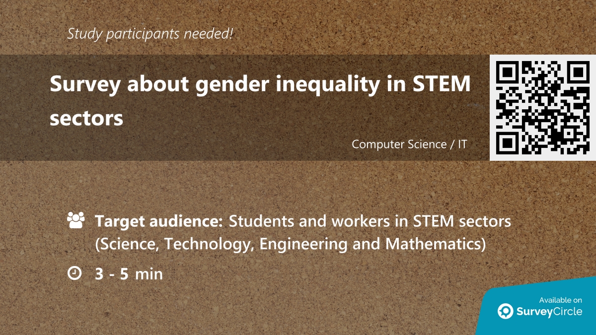 daily_research's tweet image. Participants needed for online survey!

Topic: "Survey about gender inequality in STEM sectors" surveycircle.com/GC69R4/ via @SurveyCircle

#StemSectors #StudentsInStem #WorkersInStem #GenderInequality #bachelor #survey #surveycircle