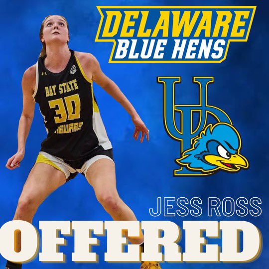 Congratulations to Bay State Jag 🐆 <a href="/Jessicaross30/">Jessica</a> on receiving an offer from <a href="/DelawareWBB/">Delaware Women’s Basketball</a> ‼️