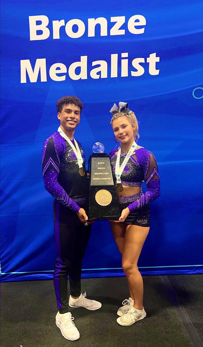 We are so proud of all of our athletes who competed this past weekend at Worlds!! All of your work has paid off!!
Sophia, Sloan B, Cate, and Landon…We love y’all so much! 💜🤍💙🖤🌎