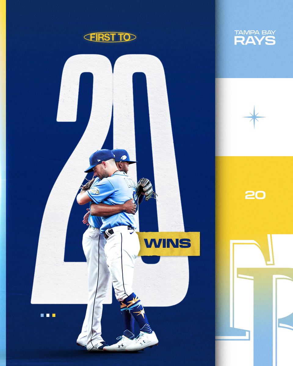 MLB's tweet photo. .@Raysbaseball is the first to 20 wins! https://t.co/Vyy4jPzVdh