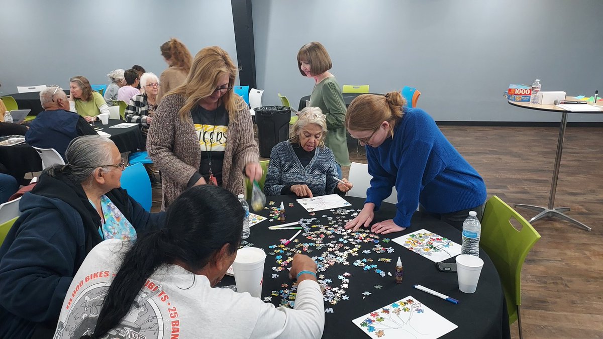 klrobersonPhD's tweet photo. Mattie and Emma did a terrific job presenting on #Mindfulness at the #LubbockDreamCenter, using puzzle pieces as an art medium. Part of a service learning project in their educational processes class at @ttucohs. #FCSsuccess https://t.co/3pd567GXX5