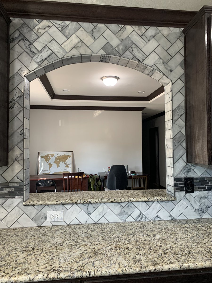 firekeeping's tweet photo. Tile is a one and done kind of trade. There’s no coming back tomorrow to fix your mistakes. 

You have to know where every single piece will go before starting and every piece has to be set perfectly for your math to work out.

#remodel #tile #geometry #hiddenmath #construction https://t.co/X0TX7U5L49