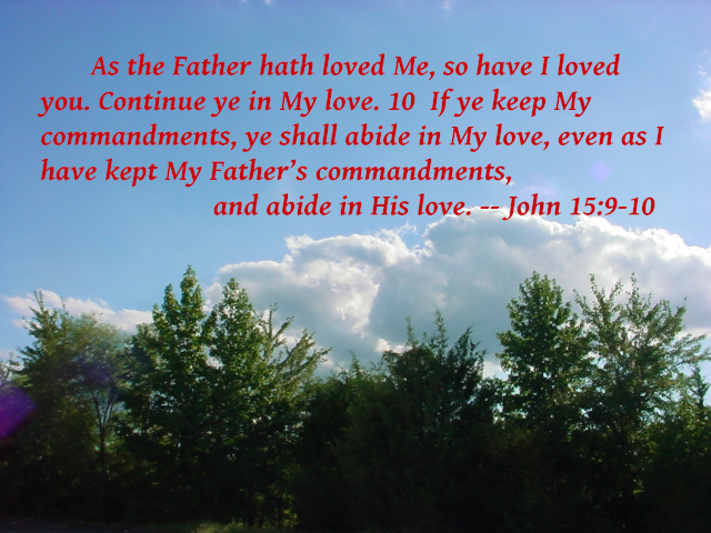 McntaMinistries's tweet photo. John 15:9-10 KJV — As the Father hath loved me, so have I loved you: continue ye in my love. 10If ye keep my commandments, ye shall abide in my love; even as I have kept my Father's commandments, and abide in his love. 
#JesusTweeters #GodPosts #TeamJesus #MacintaMinistries . https://t.co/eOodZxTxH3