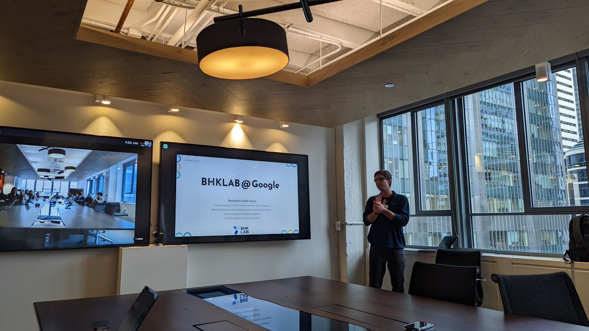 bhklab's tweet photo. Today, we had a fun field trip to the Google office in downtown Toronto. It was very exciting to hear about several of Google Cloud's efforts and initiatives, especially in healthcare. https://t.co/C7YaKHipka