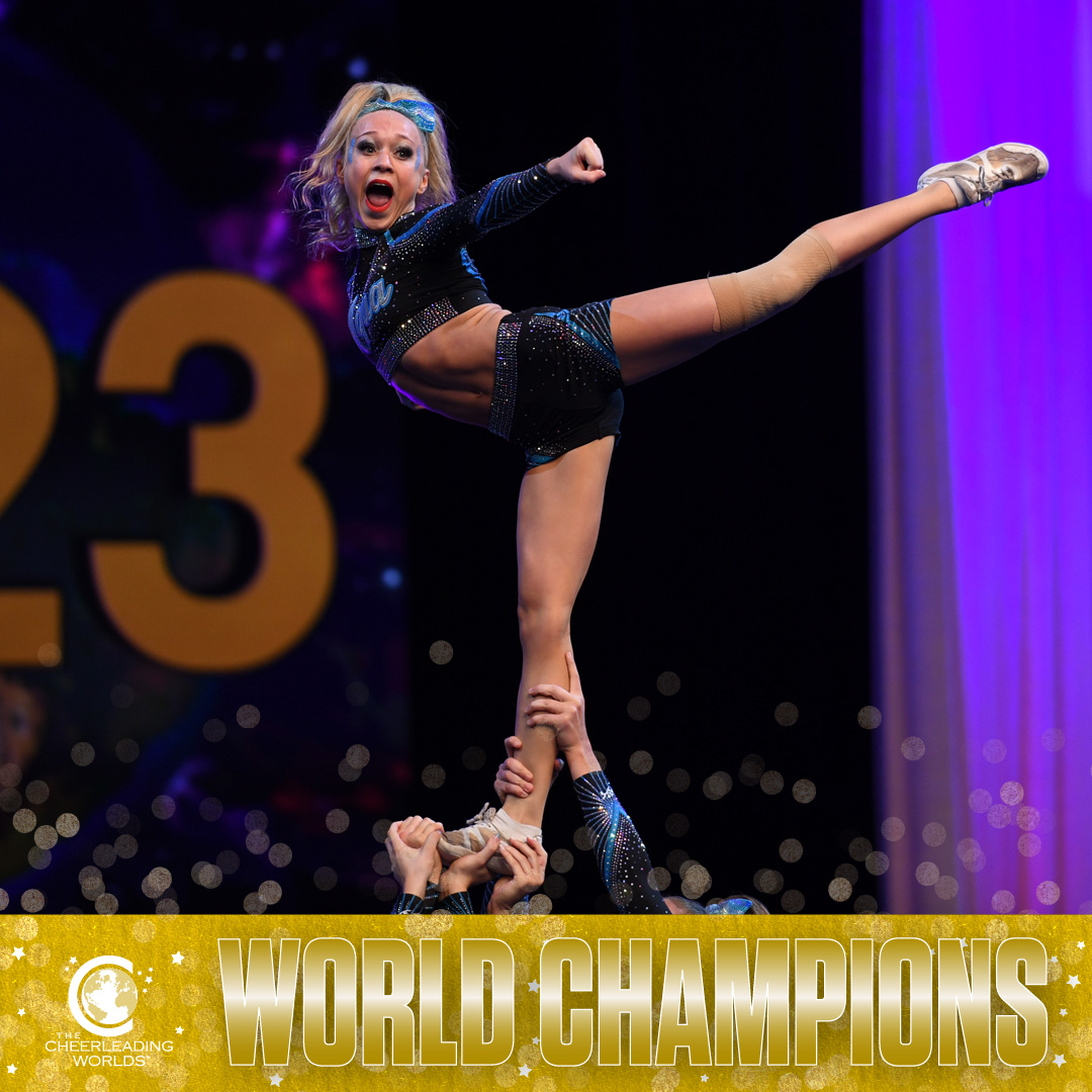 FloCheer's tweet image. Congratulations to the #CheerWorlds2023 L6 Limited Senior Small 𝗪𝗼𝗿𝗹𝗱 𝗖𝗵𝗮𝗺𝗽𝗶𝗼𝗻𝘀, @RainAthletics Aqua 🏆