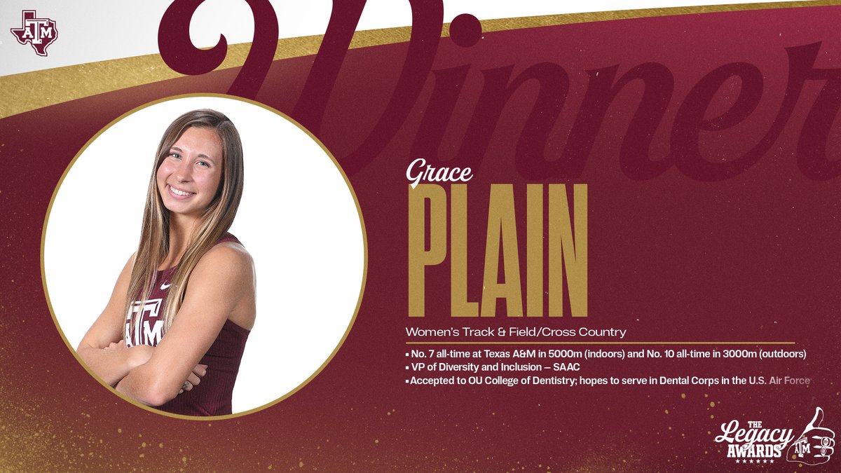 Your #12thMan of the Year winners:

🏆 Rhett Hensley, <a href="/AggieSwimDive/">Texas A&M Swimming & Diving</a> 
🏆 <a href="/graceplain/">Grace Plain</a>, <a href="/aggietfxc/">Texas A&M Track & Field/Cross Country</a> 

#LegacyAwards #GigEm