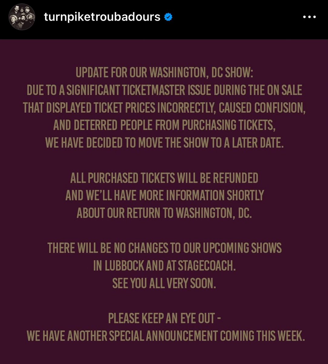 ColdDarnVampire's tweet photo. This show was at 4,500 sold out of 20,000 when you pulled it. The fact is you priced out the resellers who were bag holding your inventory in oklahoma and texas. @ticketmaster is not perfect, but the pricing was your choice. @tptroubadours @Ticket_Help2022 @UnderFaceValue https://t.co/xSpepz23JT