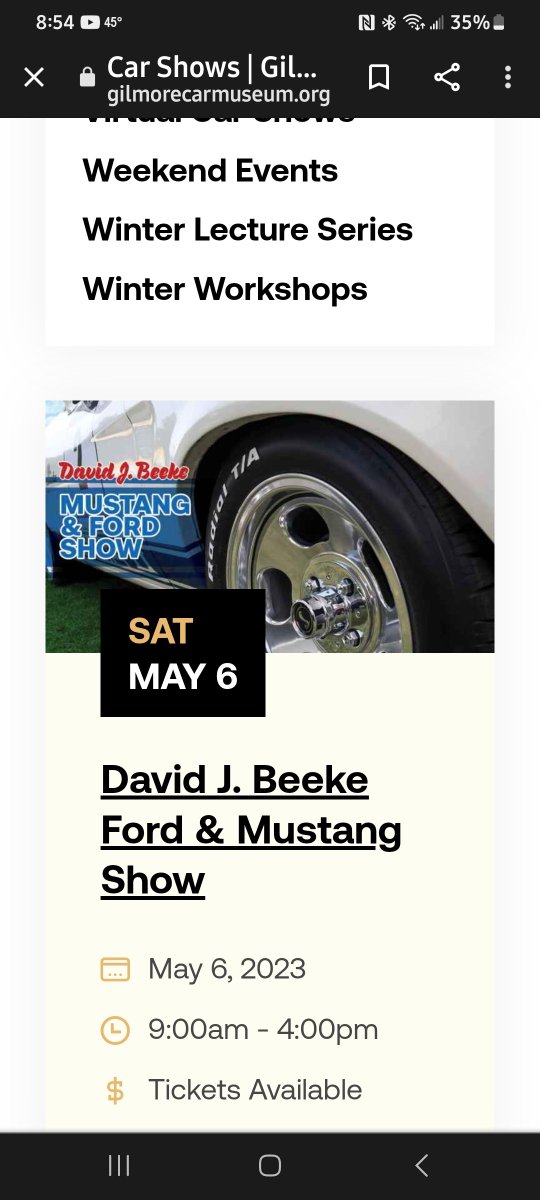 @fordmustangirl @FordMustang I'm going here it's next Saturday up at the Gilmore First time going there for this show but I've been to the Gilmore Auto museum before just letting you know if you were interested