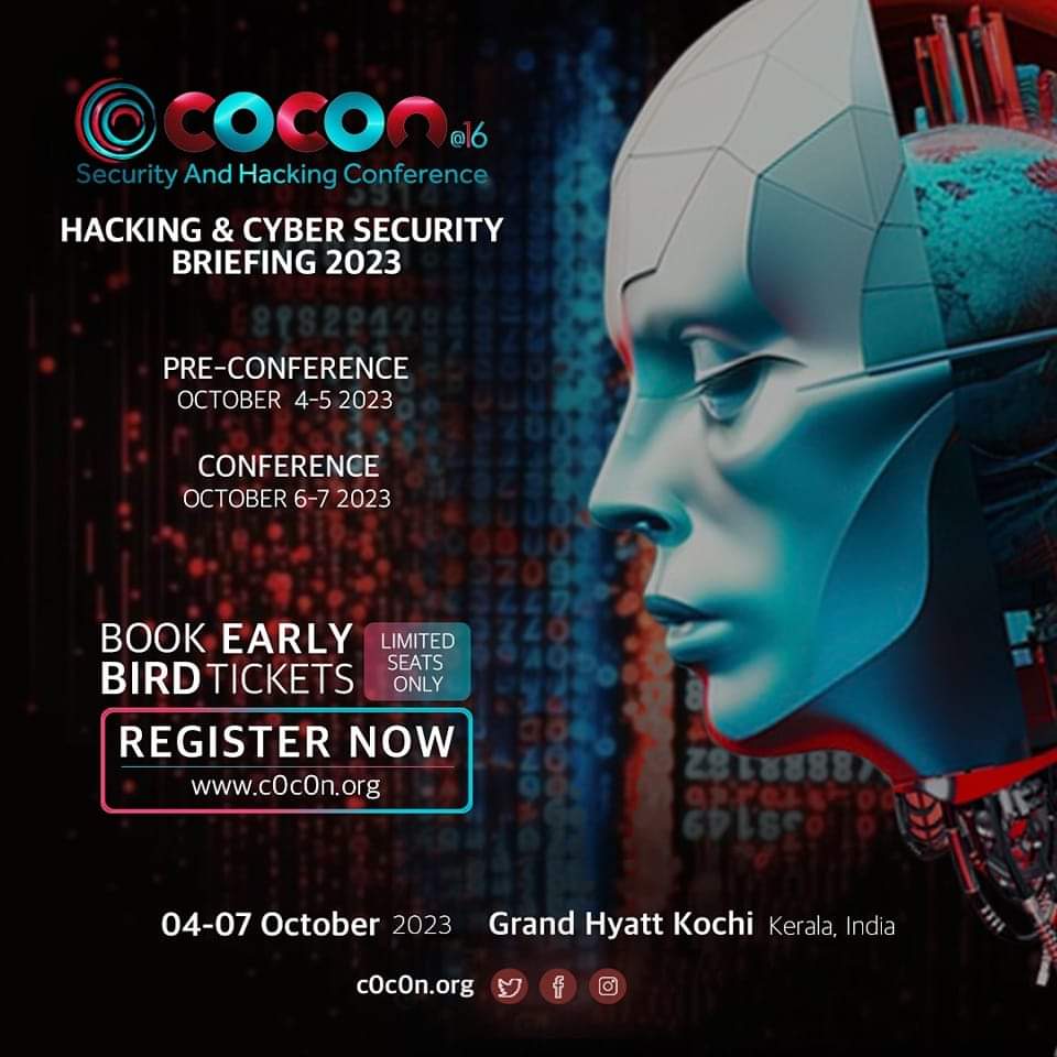 Come and be a part of the biggest cyber conferences in this part of the globe. The 16th edition of c0c0n. c0c0n 2023 Early Bird Tickets Announced india.c0c0n.org/2023/registrat…