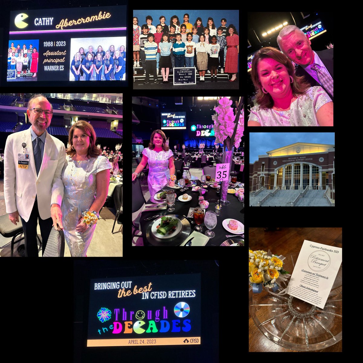 Thank you <a href="/CyFairISD/">Cypress-Fairbanks ISD</a> for a great CFISD Retirement Banquet. I might have even taught a CFISD Board Member’s daughter my first year at Lowery 35 years ago! Such a great evening seeing everyone. #CFISDBringingOutTheBest