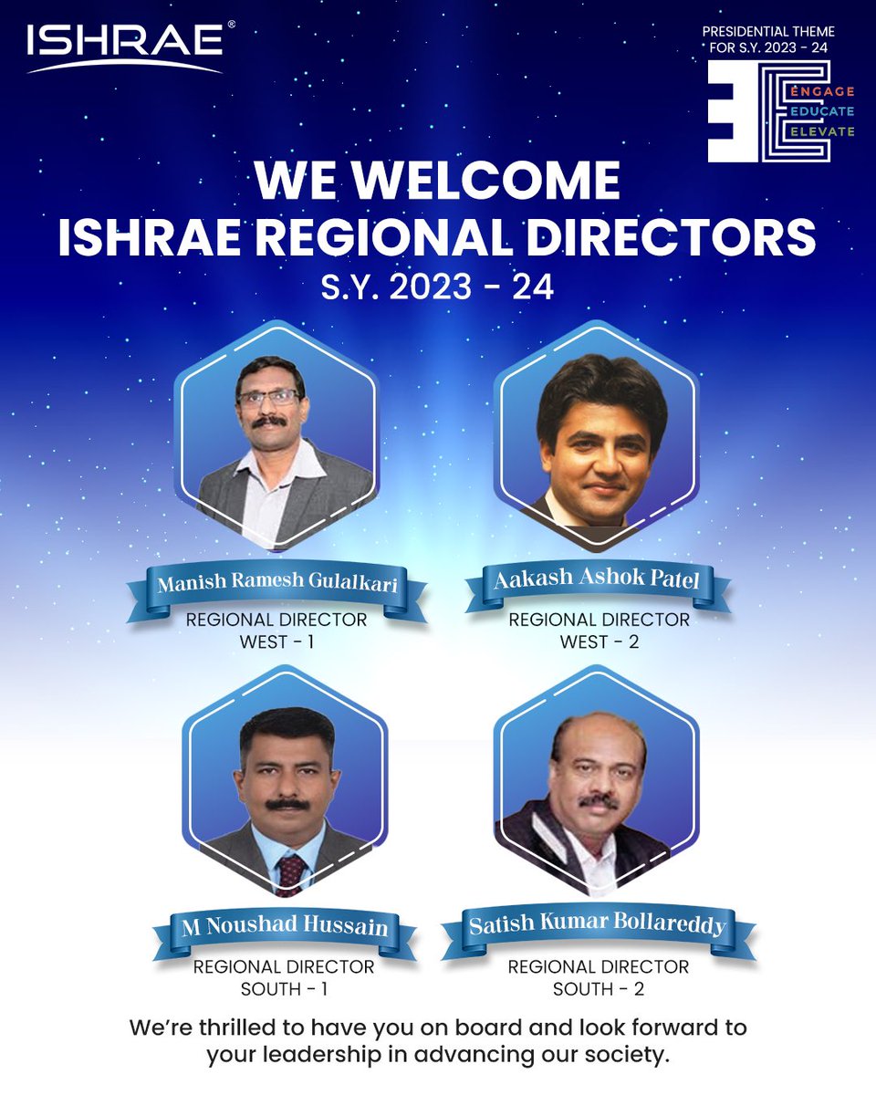 ishraehq's tweet photo. We Welcome ISHRAE REGIONAL DIRECTORS S.Y.2023-24
We're thrilled to have you on board and look forward to your leadership in advancing our society.
#ISHRAE #MYISHRAE #IAMISHRAE #installation #newgoals #HVACR #HVAC #engineeringsolutions #Ashrae #ishraechapters https://t.co/dW0Gwln49d