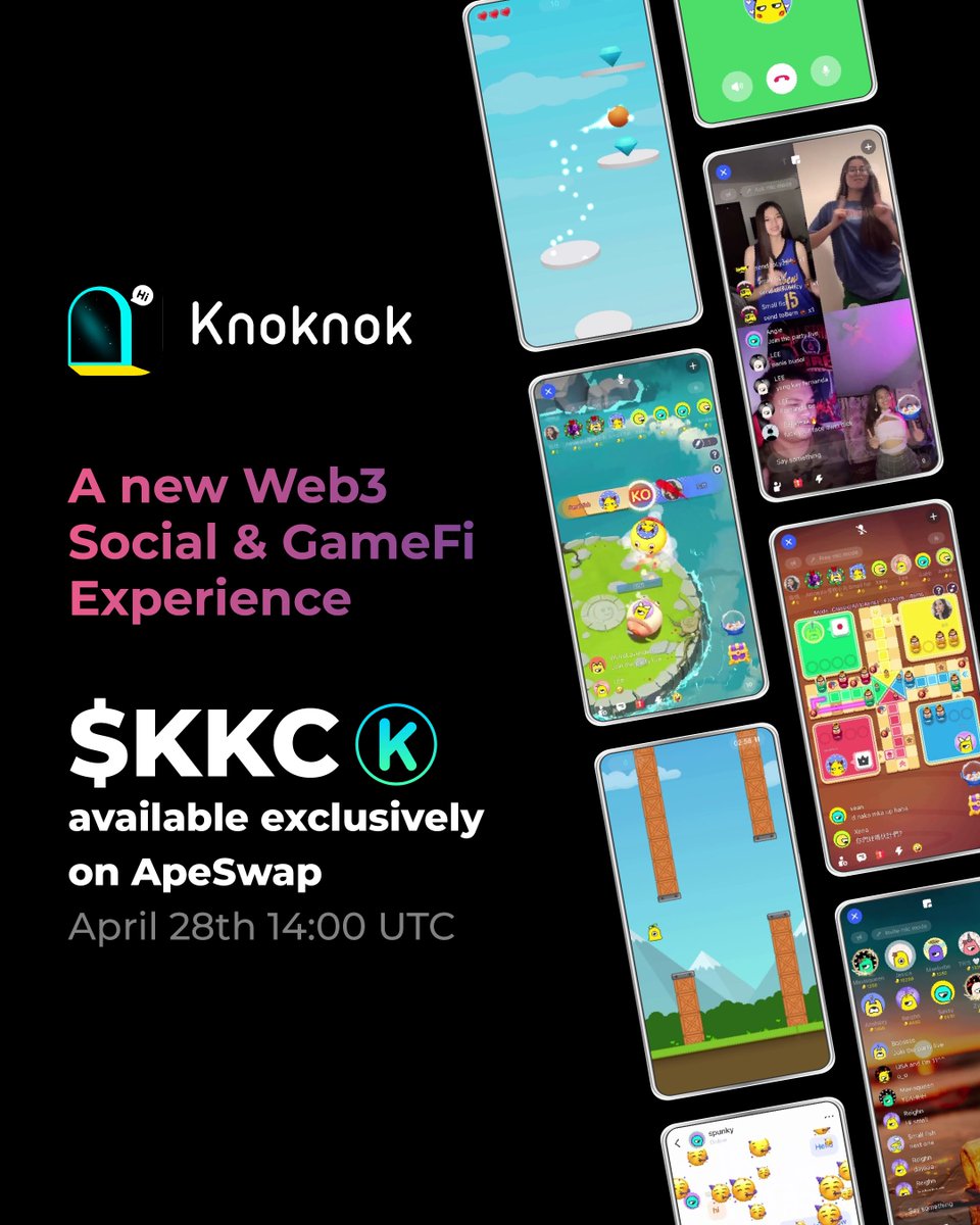 ApeBond's tweet photo. 🧝‍♂️ @Knoknok_elf is a cutting-edge SocialFi &amp; GameFi mobile platform where users can build their own web3 networks, trade NFTs, and join a vibrant social experience.

🚪 $KKC will be available exclusively at ApeSwap on Apr 28th at 14:00 UTC

⬇️ Launch deck
https://t.co/qFZzijm56l https://t.co/teFovW5Xwi