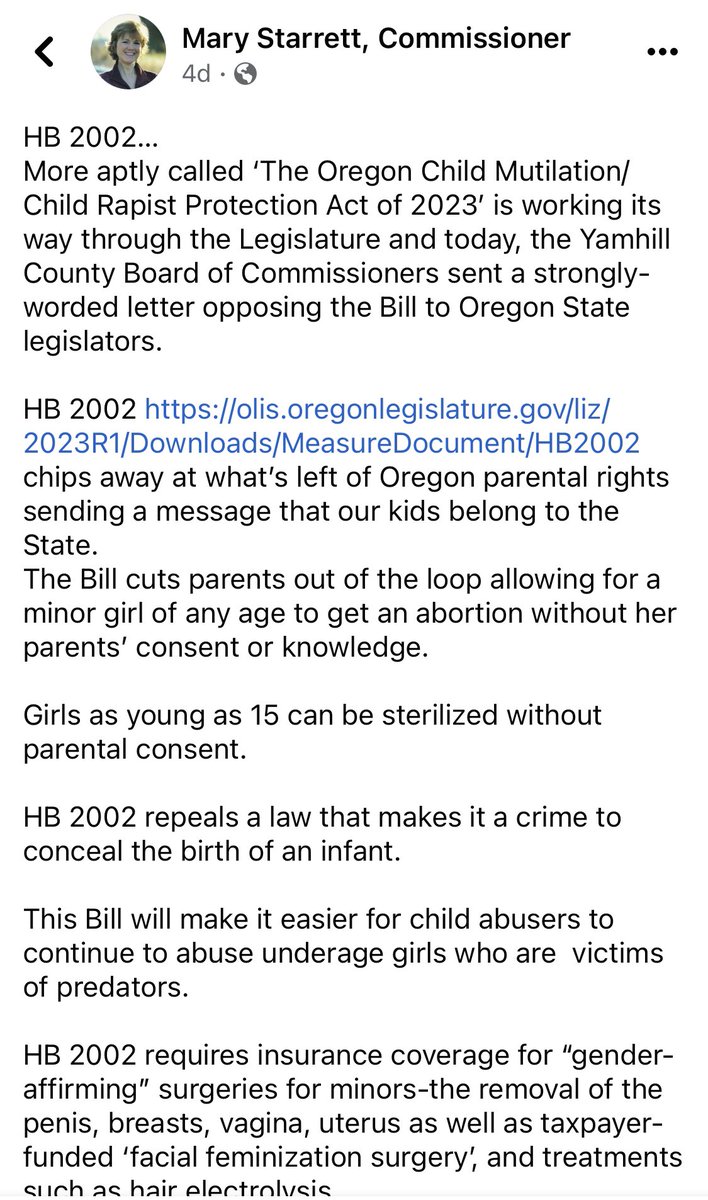 Commissioners Berschauer and Starrett are publicly attacking transgender people just weeks before local school board elections.  Coincidence? 
#orpol #yamhillcounty #TransRightsAreHumanRights