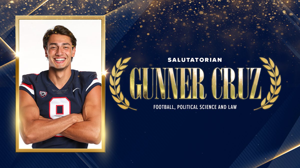 AZATHLETICS's tweet photo. Presenting your 2023 Salutatorian &amp; Valedictorian

🎓 Gunner Cruz, @ArizonaFBall 
🎓 Grace Hala'ufia, @ArizonaTrack https://t.co/V3VT2BCitm