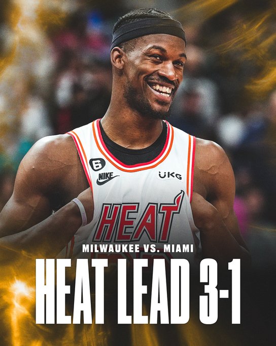 natsuko_cosmos's tweet photo. The Heat only need one more win to eliminate the No.1 seed Bucks from the #Playoffs, which is quite surprising 😳
#HEATCulture #Heat #FearTheDeer #Bucks

Jimmy Butler tonight:
56 PTS
9 REB
2 AST

Feel the thrill of the game🤩
Place your bet here 💰👉https://t.co/YyXo0zLbom✅ 💸🤑 https://t.co/U3d7lKMnyK