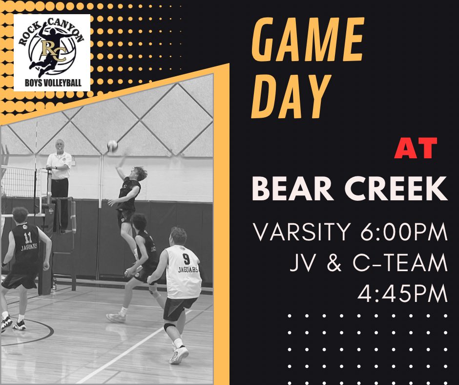 Away game at Bear Creek tomorrow. 
Varsity @ 6pm
JV &amp; C-Team @ 4:45pm
Come support your Jags!