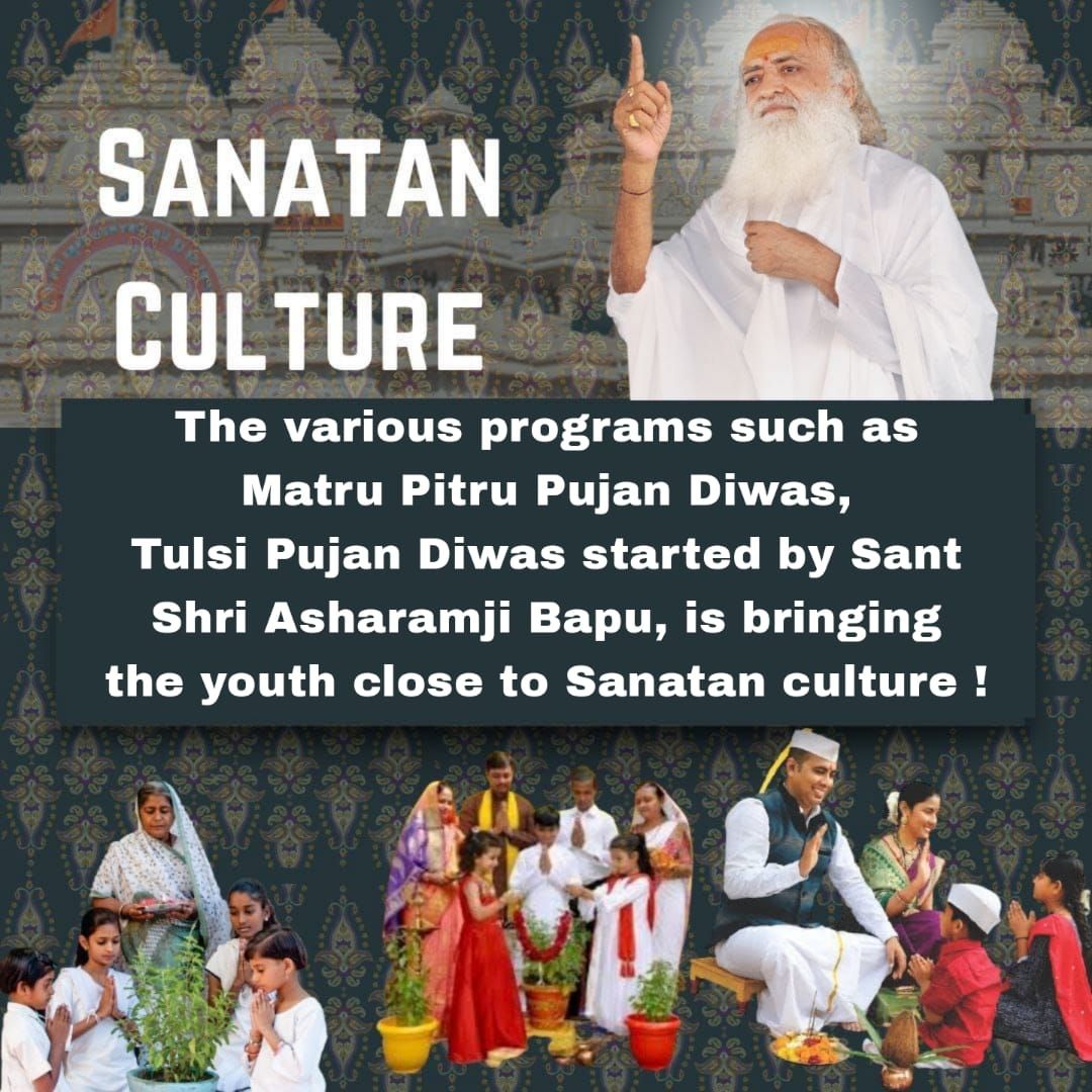 #संत_का_दिव्य_जीवन 
Sant Shri Asharamji Bapu explained the Glory of Sanatan Dharma through Satsang.

By his Inspiration crores of people led towards spirituality, adopt Ayurveda &amp; Sanatan Dharma.

History will definitely remember his Jeevan Ki Qurbani for Sanskriti Raksha.