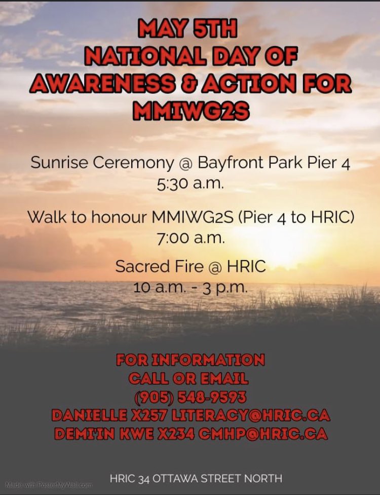 Please join us on May 5th for this important event organized by our friends <a href="/HRIChamilton/">HRIC</a> see poster for details &amp; contact information