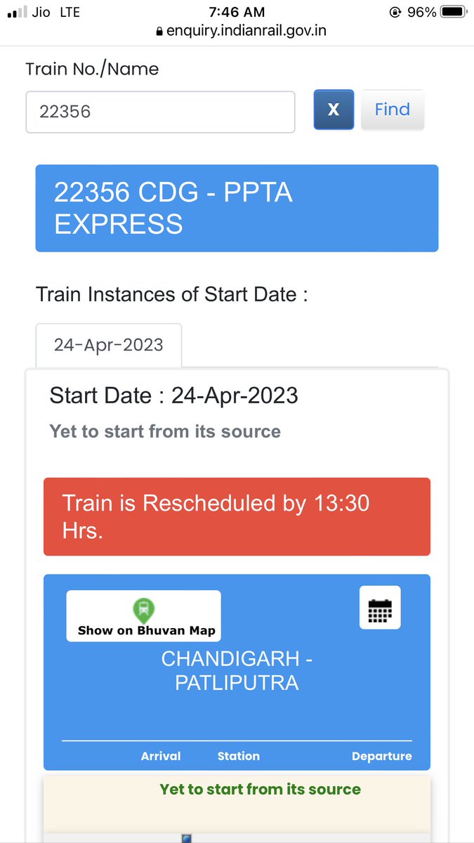siddharth9027's tweet photo. Train no 22356
@AshwiniVaishnaw सर यह ट्रेन 13 घण्टे 30 मिनिट देरी से आने की संभावना हैं। और कितना विलंब होगा।यात्री कहा जाये क्या करे। सर आपसे अनुरोध हैं कि सख्त कार्यवाही करे जिससे मेरे जैसे और लोगों को परेशानी ना उठाना पड़े। @RailwaySeva @RailwayNorthern @RailMinIndia https://t.co/SdSVLVwwpb