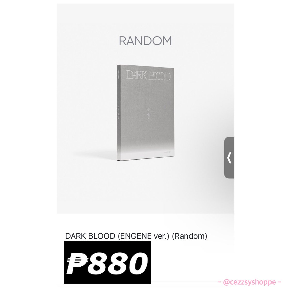cezzsyshoppe's tweet photo. #ENHYPEN #DARKBLOOD Pre-Order
Random - ₱1,080
SET - ₱3,000
Engene ver. Random - ₱880
Engene ver. SET - ₱5,100
Album &amp; #weverse POB details on thread
release: 5/22~29
under box 14 #KoreaPasabuy https://t.co/SiIkaiHHqT