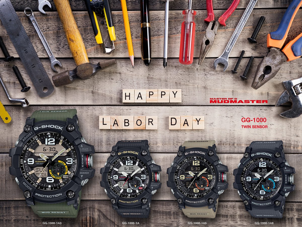 hulacamp's tweet image. HAPPY LABOR DAY!

These are Twin Sensor models from the G-Shock #Mudmaster Series, designed for use in extreme environments scattered with rubble, dirt and debris.

#casio #javys #G_Shock #DustResist #MudResistant #TwinSensor #MASTEROFG #GG1000 #happylaborday #防塵 #防泥 #耐污垢