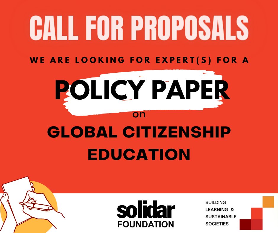 📢 Last week to apply! We are looking for expert(s) to write our next #PolicyPaper about: 🔸Global Citizenship Education 🇪🇺 🔸Particular focus on informal and non-formal education🎯 💡Interested? Apply for our call for proposals by 28 April 2023 bit.ly/3MGUH7M