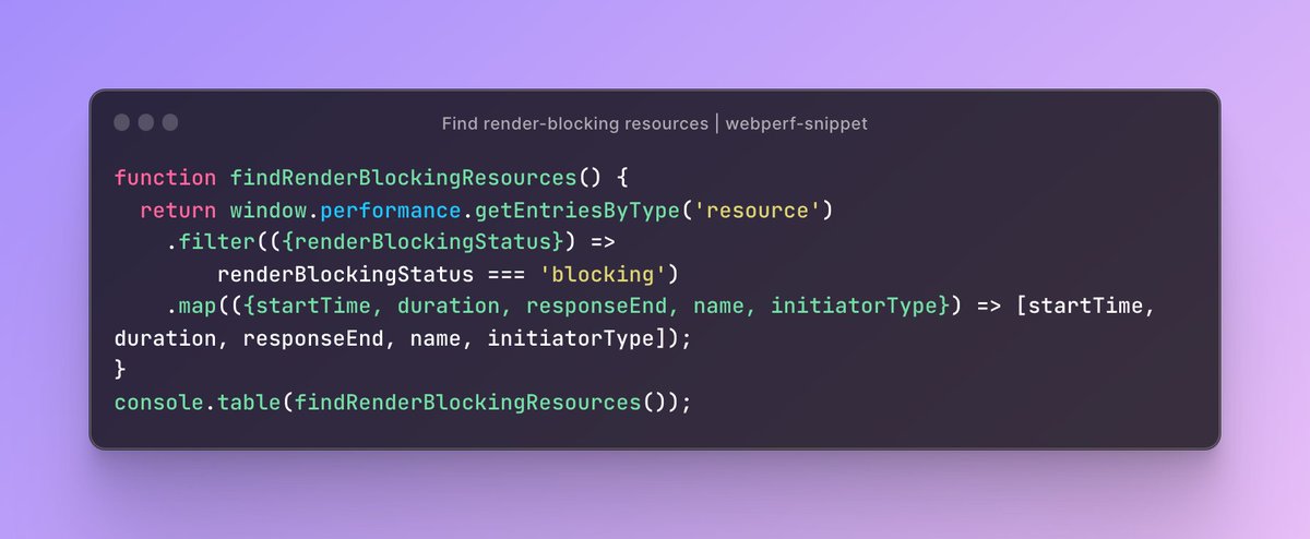 nucliweb's tweet image. New Web Perf Snippet to Find render-blocking resources

👉 github.com/nucliweb/webpe…

Thank you @stefanjudis for the Pull Request 😊

#WebPerf #Performance #PerfTools