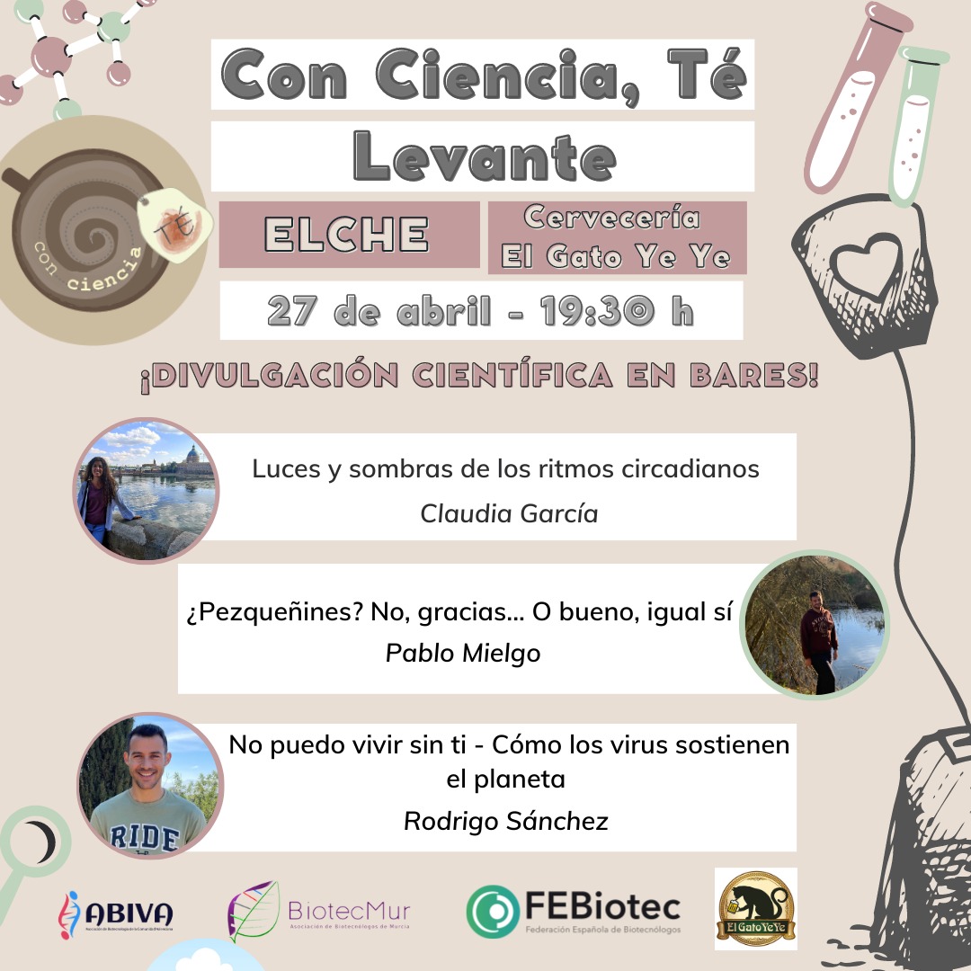 abivavalencia's tweet photo. ‼️Ya tenemos el cartel de la nueva edición de Con Ciencia, Té Levante 🍻 Este jueves podremos disfrutar de 3 nuevas charlas de divulgación científica, esta vez en Elche 🌴

📍Cervecería El Gato Ye Ye (Elche)
📆 Jueves 27 de abril
⏰ 19:30
💶 Entrada gratuita https://t.co/ZioO3FIplU