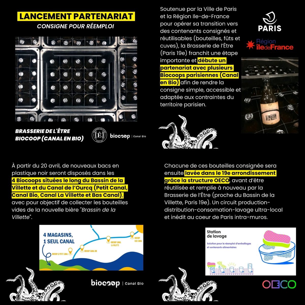 BrasserieEtre's tweet photo. Soutenue par @Paris et @iledefrance , la Brasserie franchit une étape importante et débute un partenariat avec Biocoop Canal en Bio et OECO (opérateur de lavage), afin de rendre la consigne simple, accessible et adaptée aux contraintes du territoire parisien.
Santé !! 🍻🍻🍻 https://t.co/bCZOsXvRXR