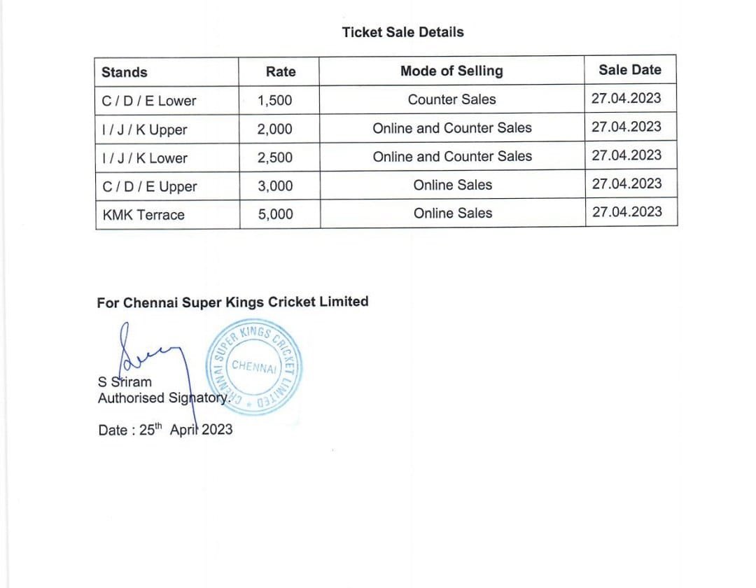 Shankar018's tweet image. Csk match tickets sales starts on 27th . #csk2023 #ChennaiSuperKings