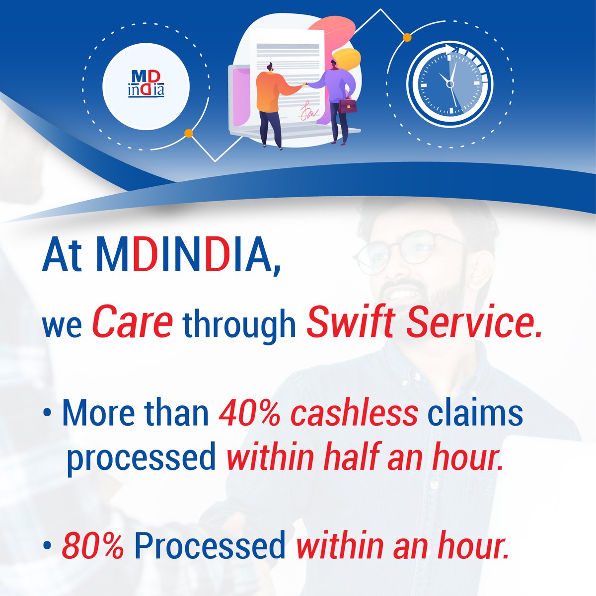 MdindiaTpa's tweet photo. During hospitalization, swift processing of the cashless claims is one of the most pressing concerns. At MDIndia, we are synonymous with swift claim processing and the numbers speak for themselves.
#MDindia #MDIndiaHealthInsurance #TPA #HealthInsurance #Insurance #CashLess https://t.co/1M2jgoP2iL