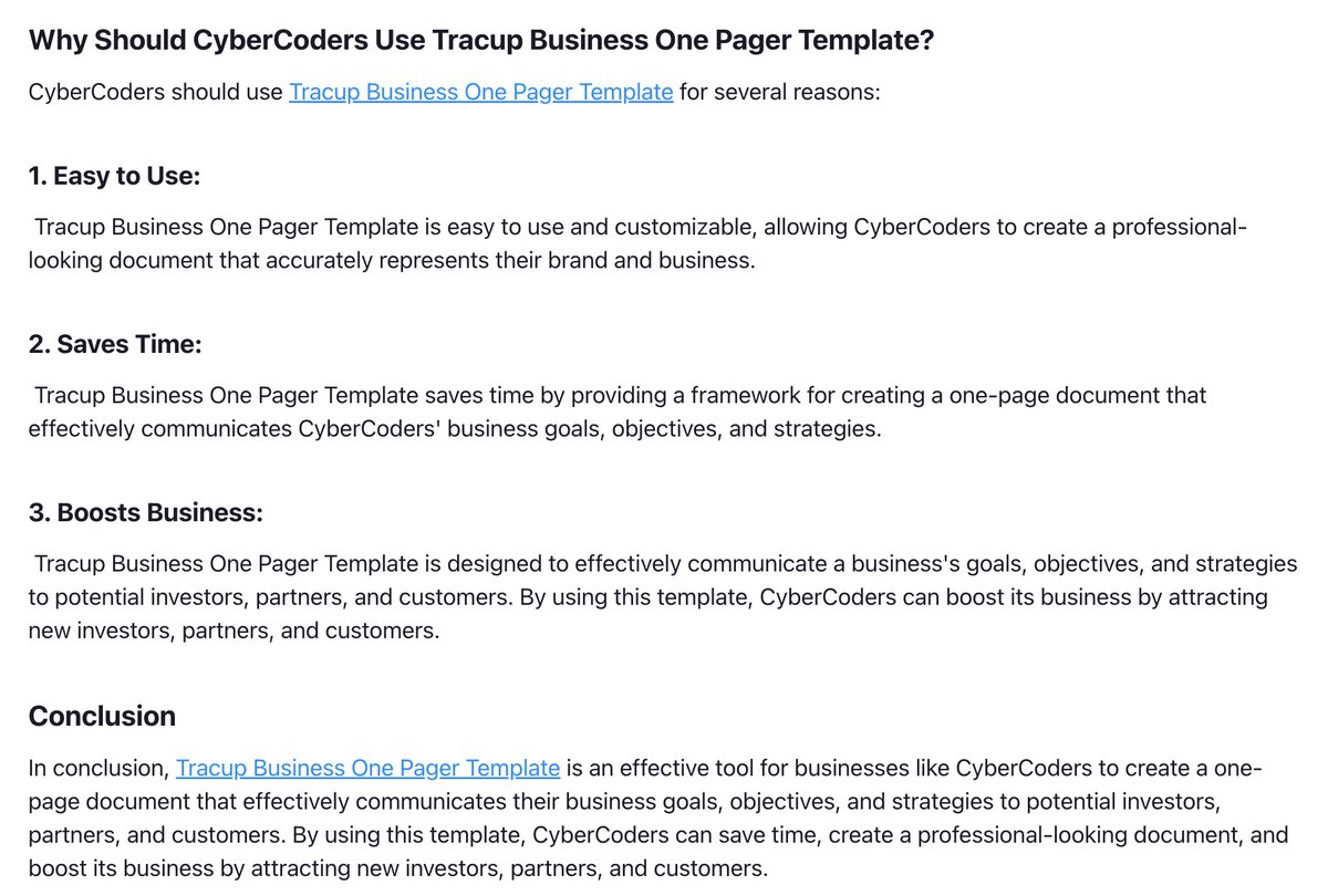 bit.ly/3LsDoGj

Create a Professional-Looking One-Page Document with Tracup Business One Pager Template 📃📃

#Tracup #BusinessGoals #Strategies #Investors #BusinessOwner #Startup #CyberCoders #Onepaper
#businessowner