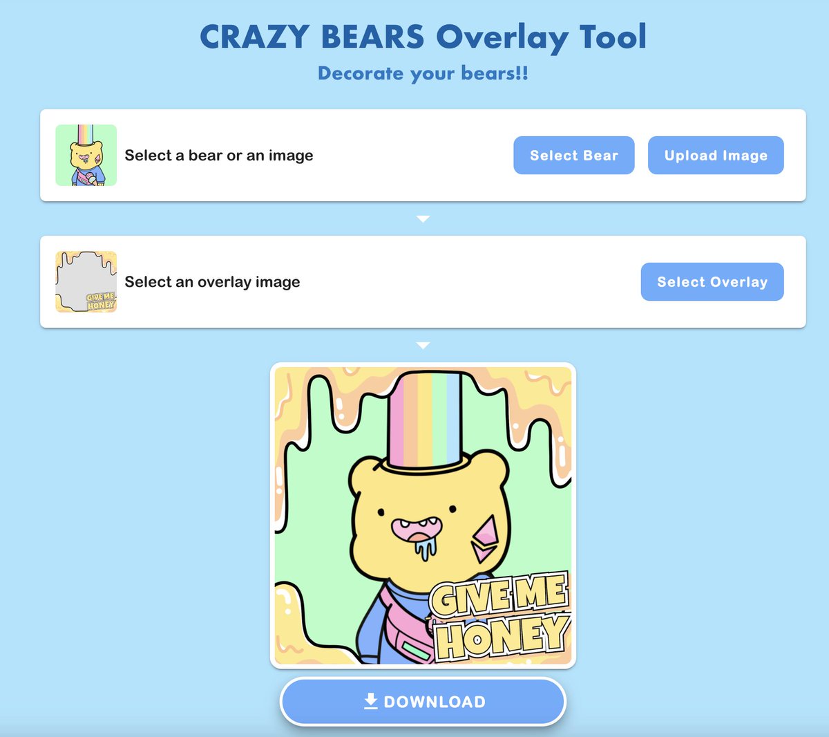 CrazyBearsNFT's tweet photo. 🍯 New overlay frame available now!! 🍯

🆕 "GIVE ME HONEY" frame added!!

Have fun decorating your bears! 💖
https://t.co/owPukRzqlV

#CrazyBearsNFT #BearFam #BeCrazy https://t.co/9SJrf0tQBB