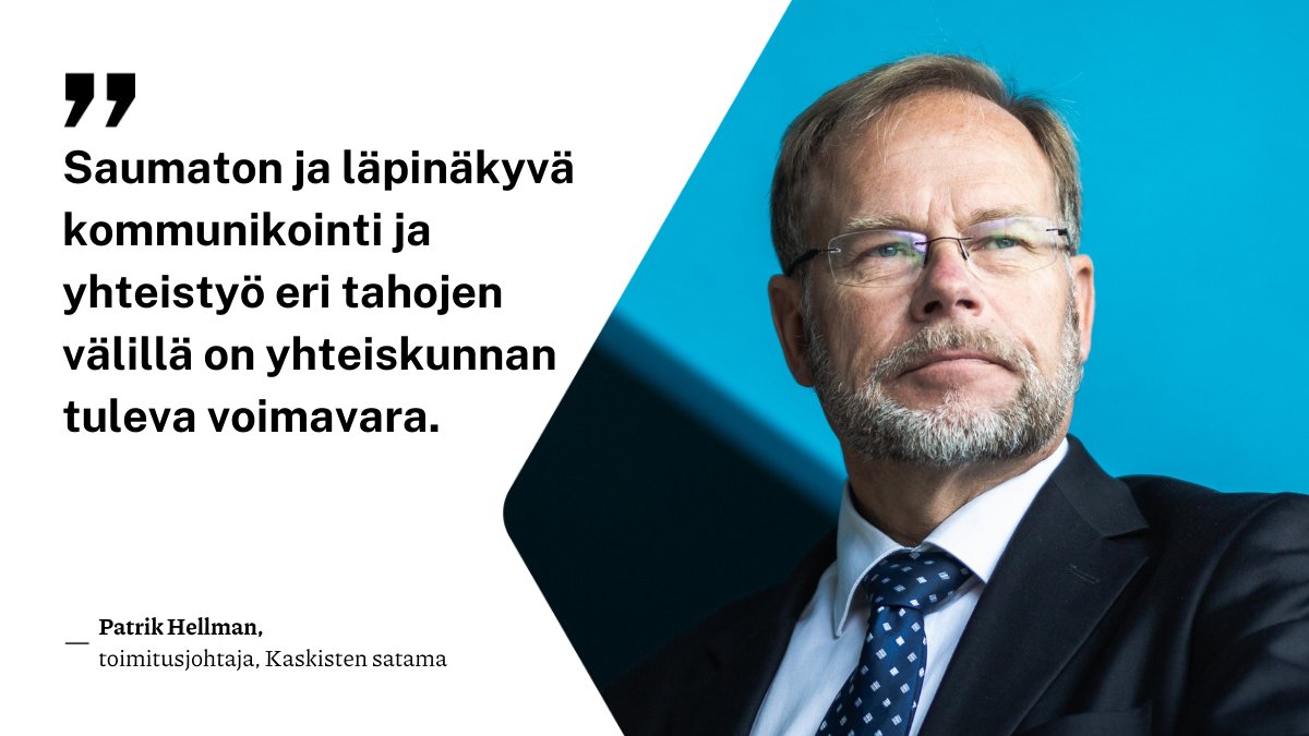 Fintraffic_fi's tweet photo. Logistiikan kokonaiskuvan ymmärtäminen on kilpailuetu Suomelle. Miten digitalisaatio on vaikuttanut satamissa? Lue alta Kaskisten sataman toimitusjohtaja, Patrik Hellmanin, vieraskynästä.

#satama #meriliikenne #liikennetieto #portactivity

🔗 https://t.co/4M8zd427og https://t.co/JVe3dgPlZy